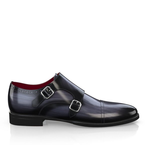 Bashwood Handmade Gray Leather Double Monk Shoes For Men main image 6
